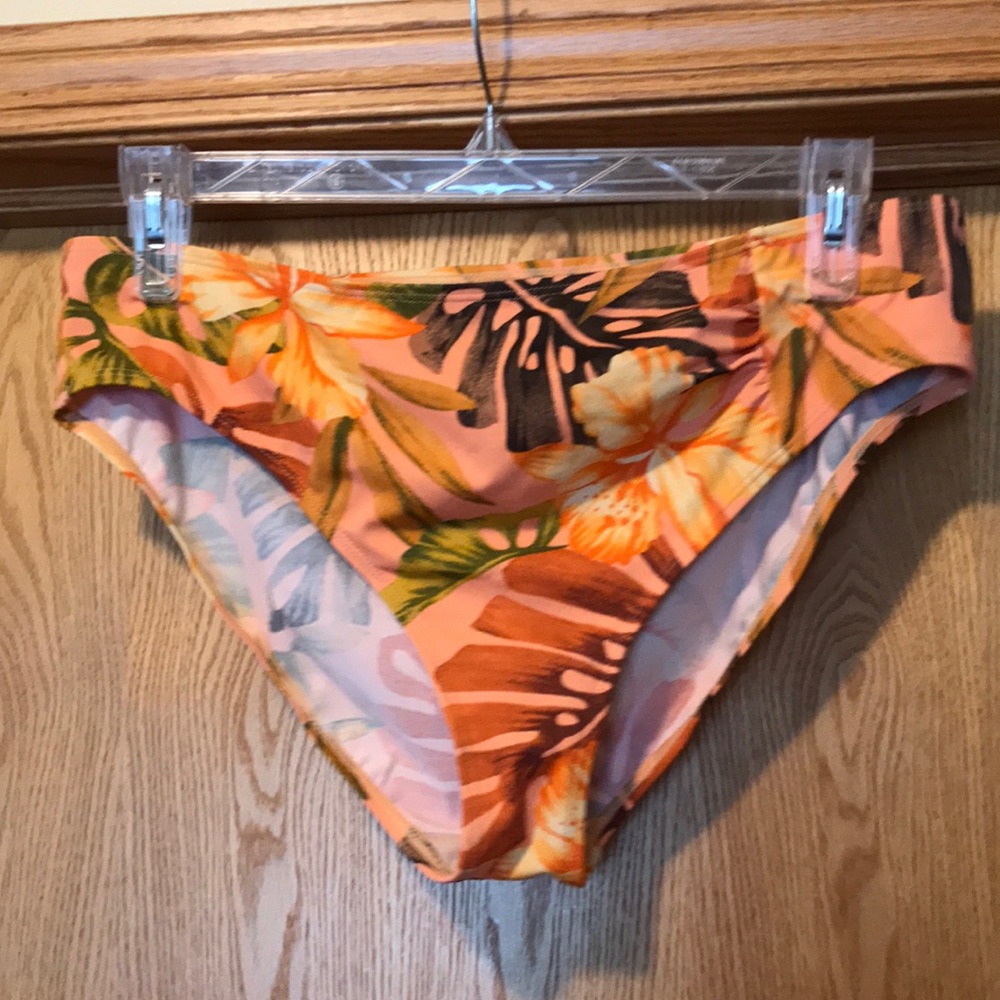 Marigo Hawaiian Size 16 tropical floral swim bikini bottom shirred hipster EUC